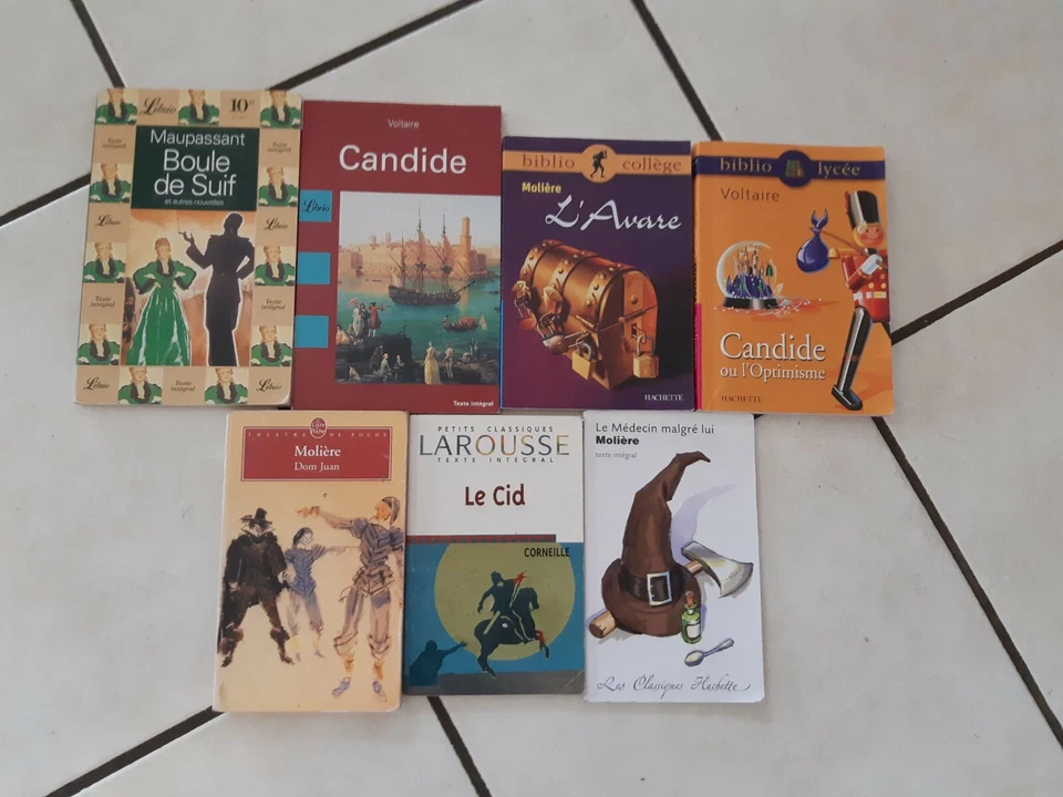 Lot Livres Littérature Fançaise MOLIERE MAUPASSANT CORNEILLE VOLTAIRE - Photo 2/2