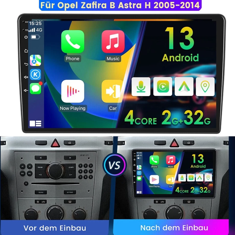 DAB+ Carplay 9" Android 13 Autoradio GPS NAVI Für Opel Astra H Corsa C D Zafira