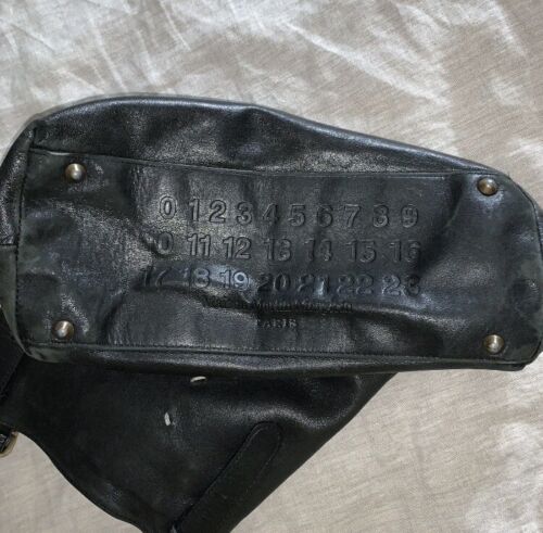 pre-loved auth MAISON MARTIN MARGIELA black lambskin leather TOTE bucket BAG - Picture 10 of 15