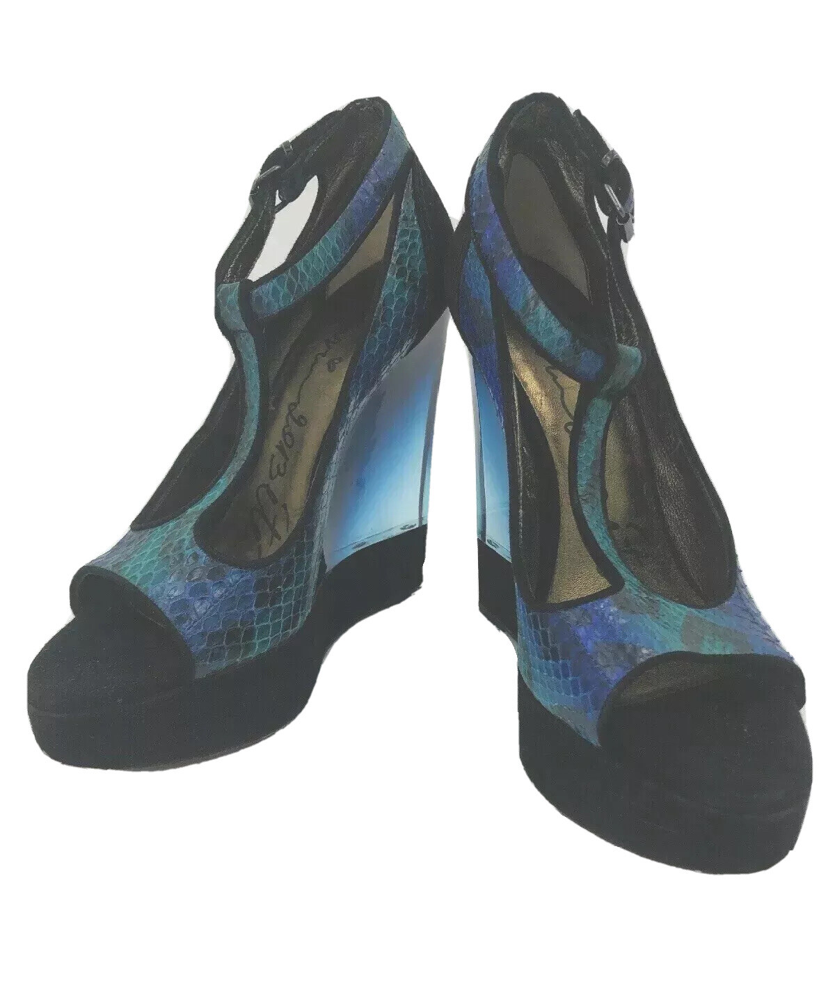 LANVIN BLUE PYTHON & BLACK SUEDE LEATHER with LUC… - image 9