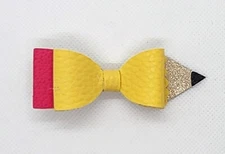School pencil Pre-cut faux leather hair bow PREMIUM DIY KIT