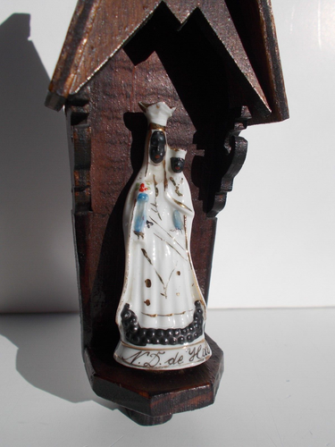 Antique rare small Black Madonna Notre Dame de Hal statue figurine in Chapel - Picture 2 of 22