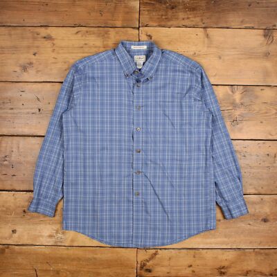 Vintage L.L.Bean Freizeithemd Knopf L Kariert Herren Langarm Blau Kariert