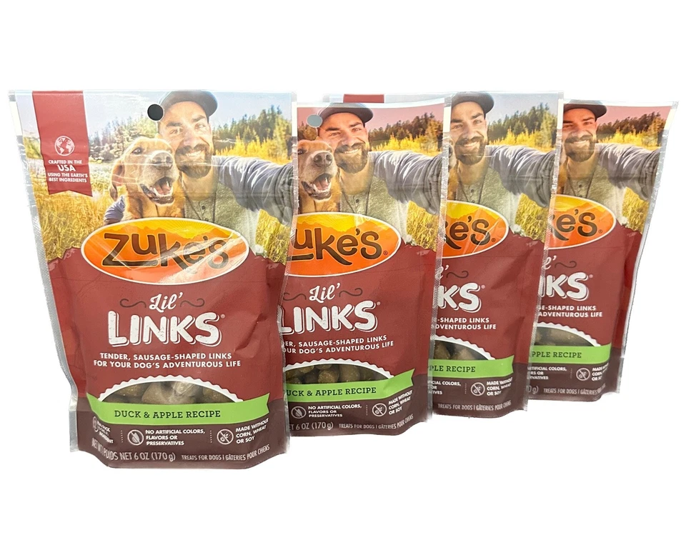 Zuke's Lil' Links golosinas suaves de entrenamiento para perros pato y manzana naturales 6 oz - LOTE DE 4 Foto 2 de 4