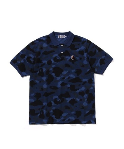 A BATHNIG APE Men's COLOR CAMO LARGE APE HEAD RELAXED FIT POLO SHIRT Navy XL