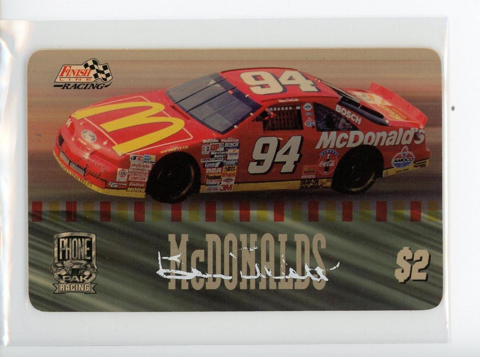 1996 Finish Line Phone Pak $2 Signature #NNO Bill Elliott's Car /5000