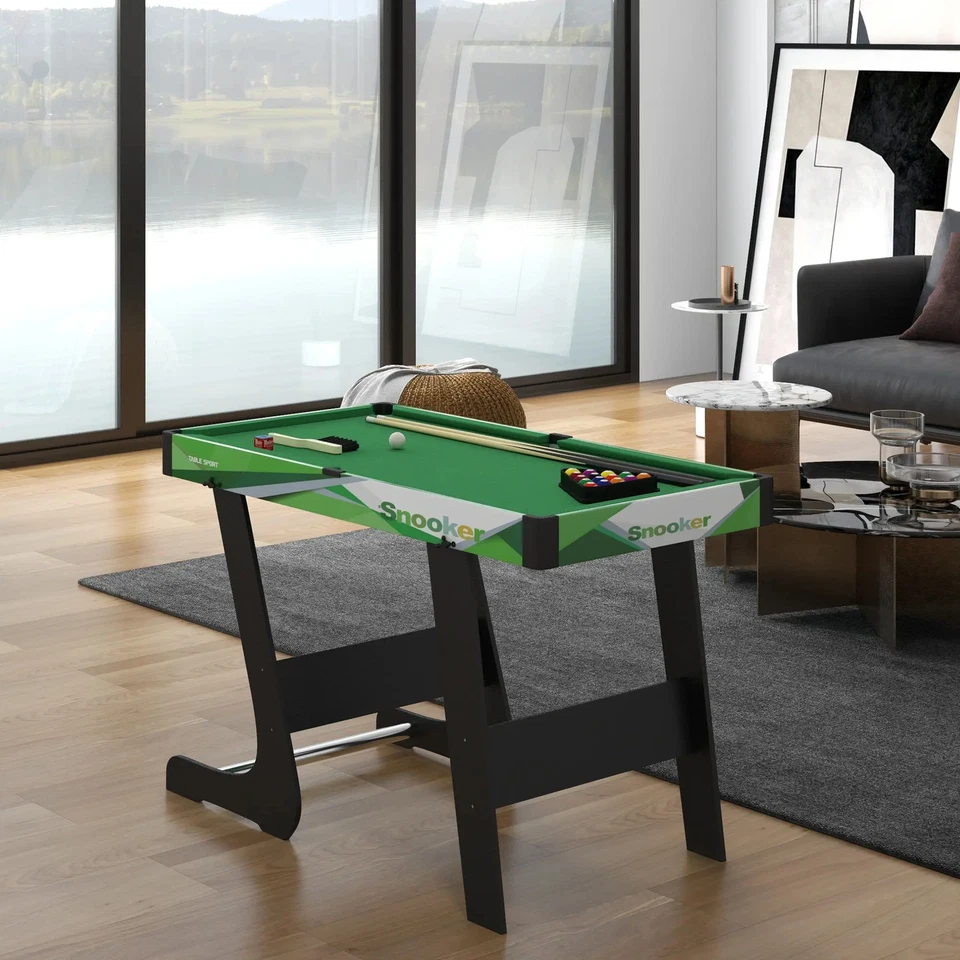 Indoor Mini Pool Table Set With 2 Cues Foldable Space Saving Billard Tables  - Image 2 of 4