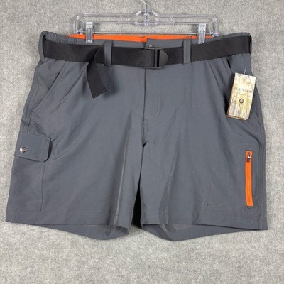 Flatwood Threads Performance Cargo Shorts XL 40/42 Gray Belted Stretch Hiking
