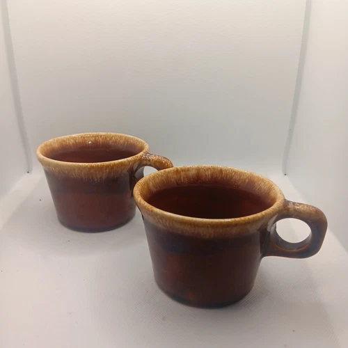Vintage Hull Pottery Brown Drip Glaze Oven Proof Coffee Cup/Mug Crestone-(2)