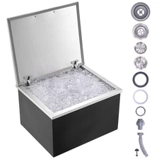 VEVOR 28"x16"x17" Drop in Ice Chest Ice Cooler Ice Bin Stainless Steel w/Cover