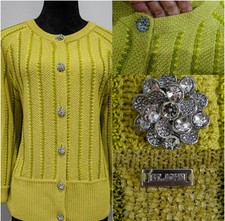 ST JOHN LIGHT GREEN/OLIVE/Vertical stripe knit pattern / textured JACKET SZ 1
