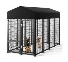 Dog Kennel Outdoor, Large Outside Dog Kennel with Roof Swivel Feeders/Remov...