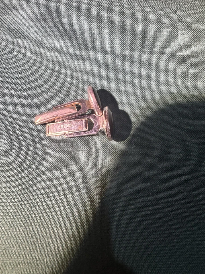 Juego de gemelos y tachuelas vintage Pioneer esmalte negro formal esmoquin joyería para hombre” Foto 4 de 4