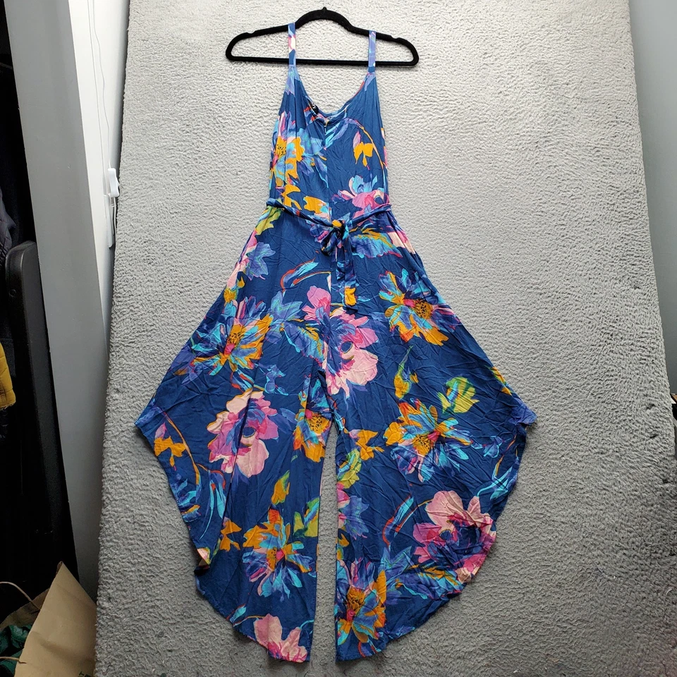 Monos MSK para mujer medianos multi florales calis lazo cintura correa ancha cremallera trasera Foto 2 de 4