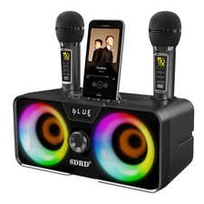 Karaoke Machine for Adults and with 2 UHF Wireless Microphones,Portable Bluet...
