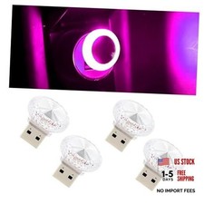 4PCS USB LED Car Interior Atmosphere Lamp, Portable Mini Car LED Pink Purple