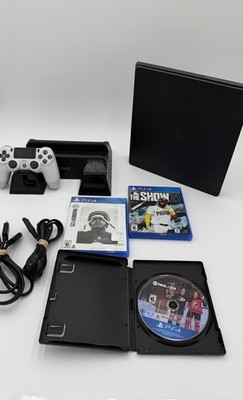 PS4 Slim 500GB Console Bundle 1 Controller Dock 3 Games Tested Working