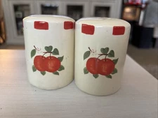 Vintage Hand Painted Apple Salt & Pepper Shakers Made In Zhongxia