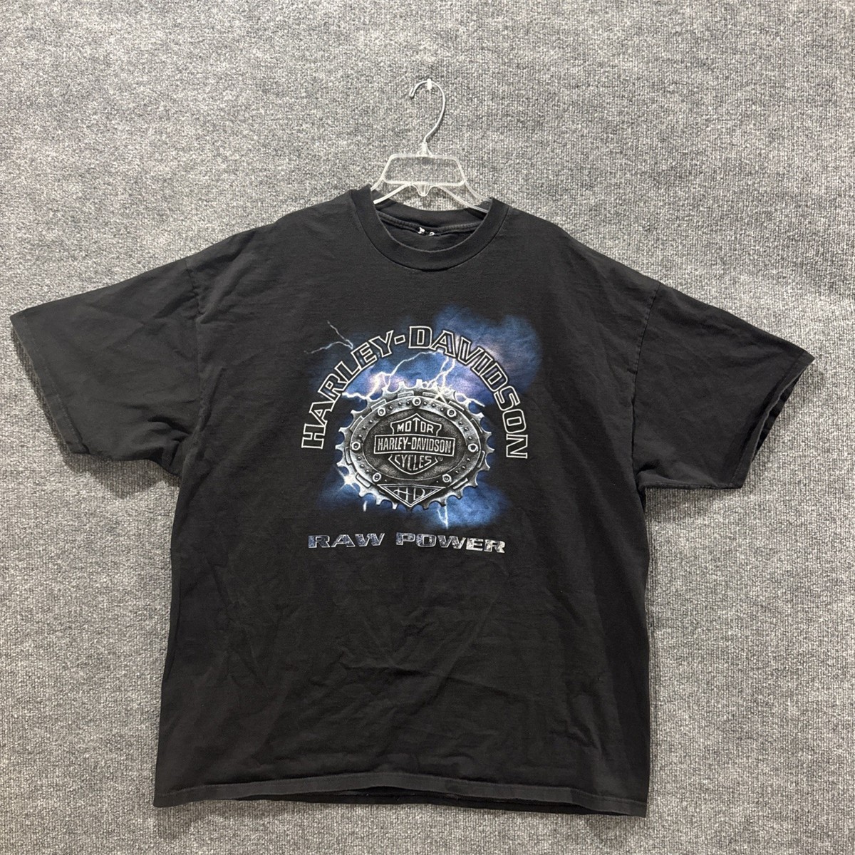 Vintage 90s Harley Davidson Engine Lightning Graphic Y2K Men