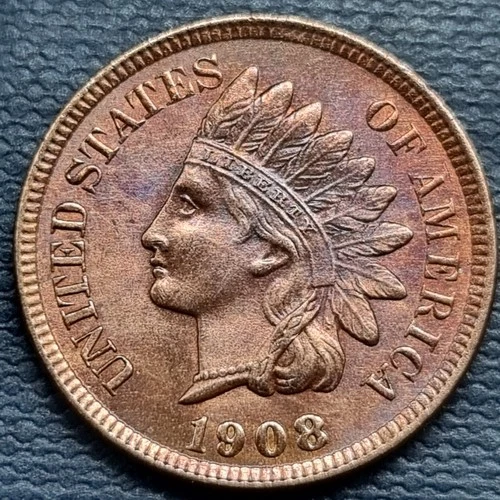 1908 Indian Head Cent 1c High Grade UNC UNCIRCULATED Toned #97093