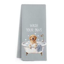 Funny Golden Retriever Hand Towels 16x24 Inch Wash Your Paws Dish Tea Kitchen
