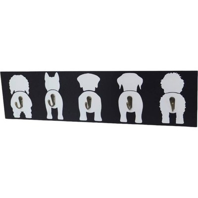 Coat / Key Hooks Cute Dog Tails 5 Hooks Matte Black Metal