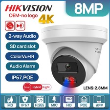 4K Hkivision OEM 8MP IP Camera Hybrid Light ColorVu+IR 2-way Audio Alarm POE P2P