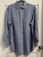 Brooks Brothers Classic Blue Gingham Men's Button Up Shirt Neck 16-2/3