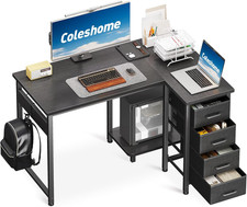 Scrivania Angolare, 100X70Cm Scrivania a L Con 4 Cassetti, Tavolo Computer Rever