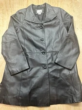 East 5th Black Real Leather Classic Vintage 90s 4 Button Jacket Long Sz XL EUC