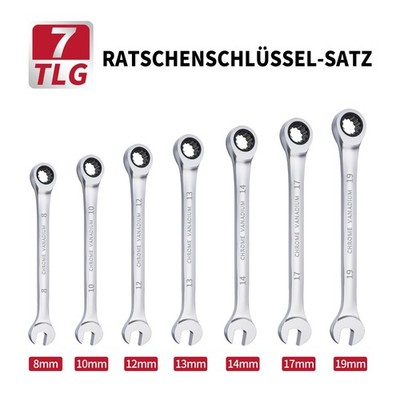 8-19mm Ringratschenschlüssel 7tlg. Ratschenringmaulschlüssel Set aus CR-V
