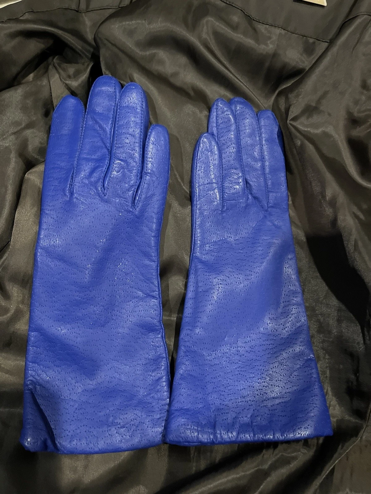 Royal Blue Genuine Leather Women’s Gloves Sz 7 Soft