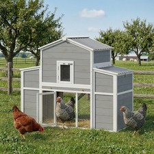 PawHut 66.5" Large Chicken Coop, Wooden Chicken House with 2 Nesting Boxes