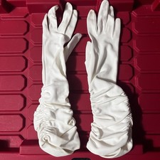 White Lace Dress Gloves Formal Embroidered Mad Men Pinup Pair D Vintage 50s 60s