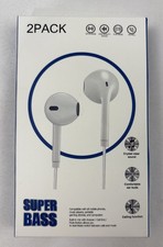 2 Pack White Lightning Wired Earphones. New