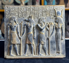 UNIQUE ANCIENT EGYPTIAN ANTIQUE Relief KING TUT With ANUBIS , RAMSES II, ISIS BC