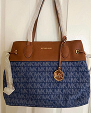 Michael Kors Signature Logo Blue/Brown Large ...