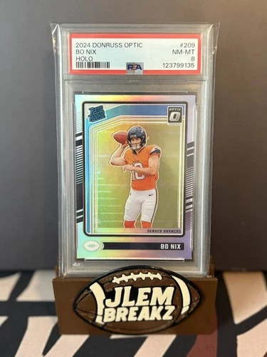 2024 PSA 8 Bo Nix RC #309 Silver Prizm Rookie Card Panini Prizm NFL Football