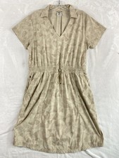 REI Athletic Dress Women Sz Large Beige Short Sleeve Lightweight Nylon Hiking