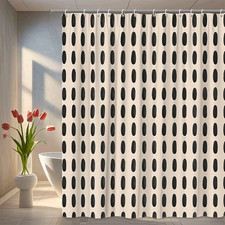 Black and Beige Shower Curtain with Modern Design