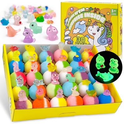 Bath Bombs 30 PCS Kids Toy Inside Glow-in Dark Colorful Small Organic Yekery