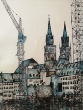 Original LITHO 33/100 handsigniert von Brigitta Heyduck, Lorenzkirche Nürnberg