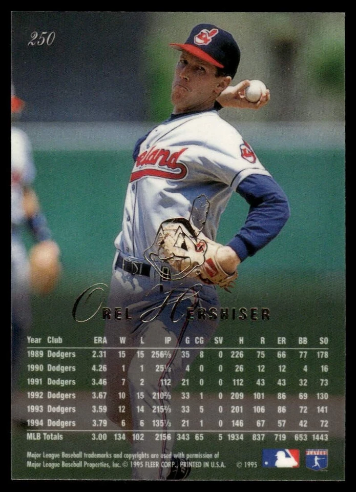 1995 Flair #250 Orel Hershiser - Image 2 of 2