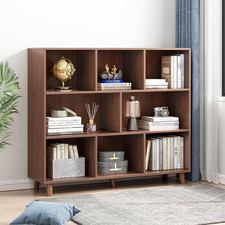Walnut 3-Tier Open Cube Bookcase - Stylish Freestanding Storage Organizer