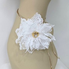 Vintage Lace Flower Choker Hand Crafted Necklace Gold Heart Center Feminine New