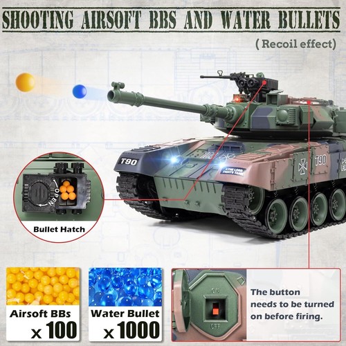 US 1:18 RC Panzer RUS T-90 Fernbedienung Panzer Modell Kampfspielzeug Militär Schüsse - Bild 18 von 20