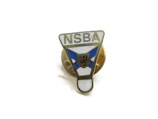 NSBA Lettered Pin Blue White & Gold Tone