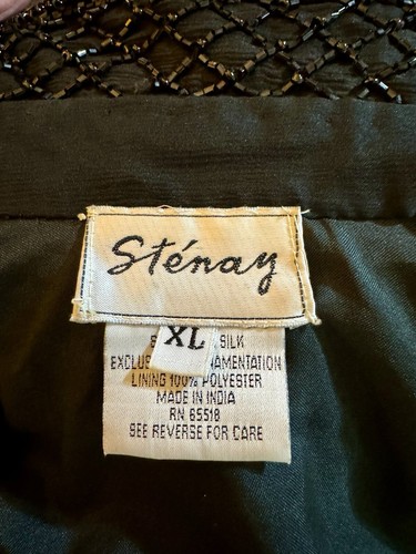 Stenay Vintage Lady's 100% Silk Long Sleeve Beaded Bolero Jacket Size XL! - Picture 10 of 12