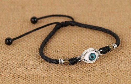Women/ Men Genuine Leather Protection Evil Eye Rope Anklet Bracelet One Size - Picture 2 of 5