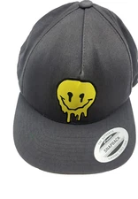 Melting Smiley Face Nautical Star Charcoal Yupoong Snap Back Adjustable Drippy